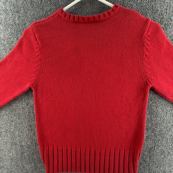 Ralph Lauren Polo Jeans Women Flag Sweater Medium Red Long Sleeve Knit Cotton - Picture 14 of 16